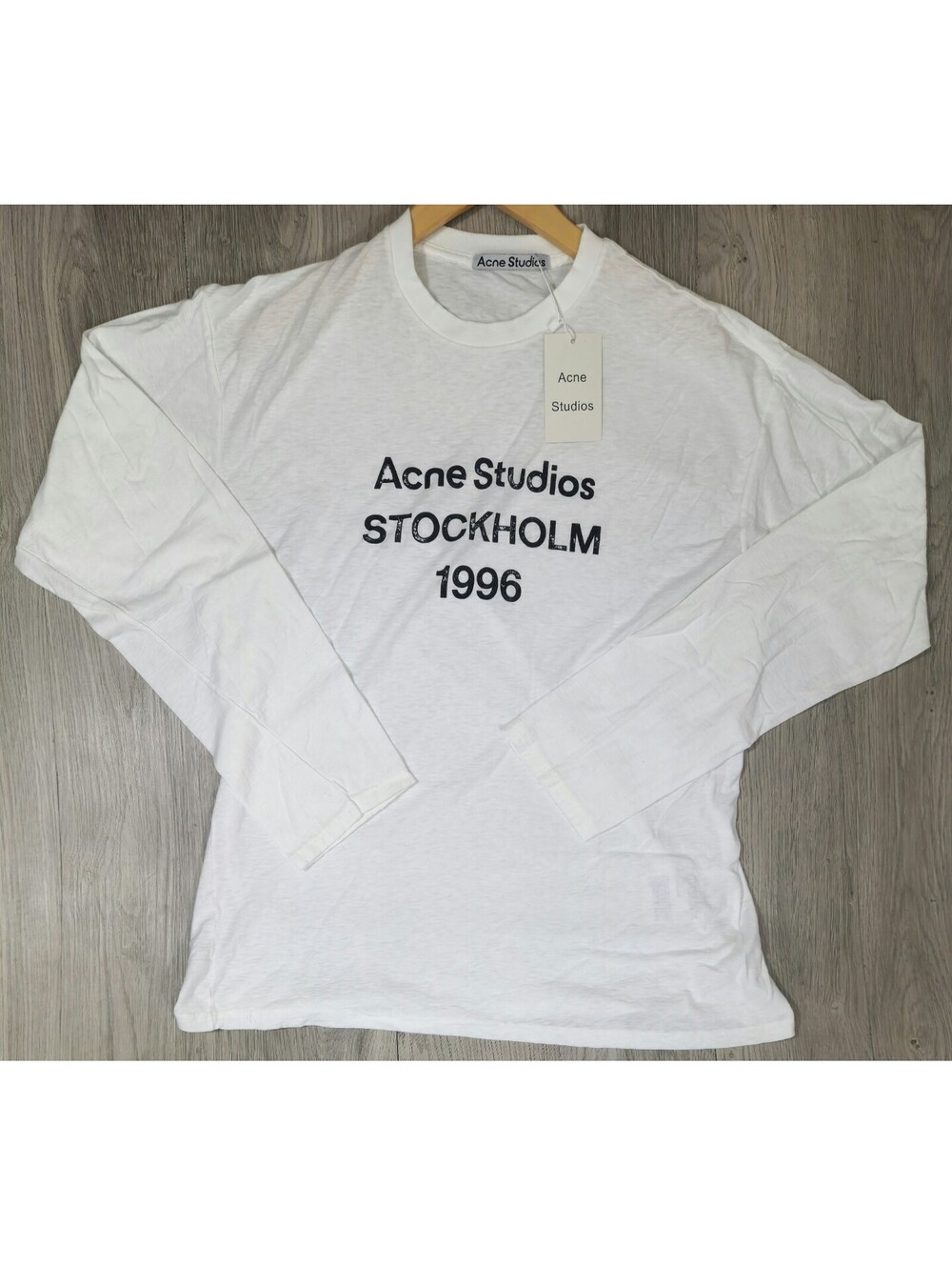 Acne Studios Stockholm 1996 White Graphic Logo Long Sleeve Crew Neck Tee Xl #12